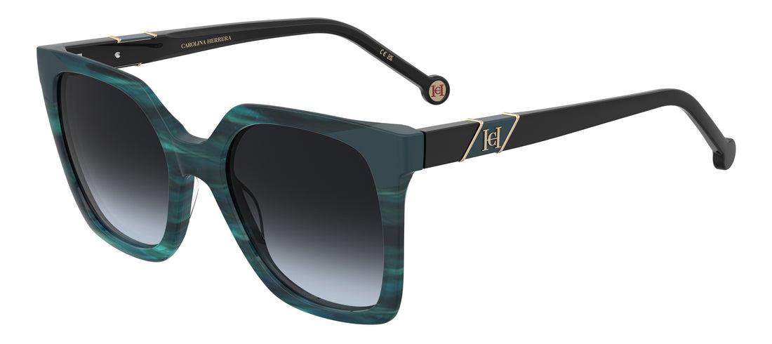 Solbriller carolina herrera her 0430/s 6ak 9o verde square femenino størrelse 54mm - Hovedvisning