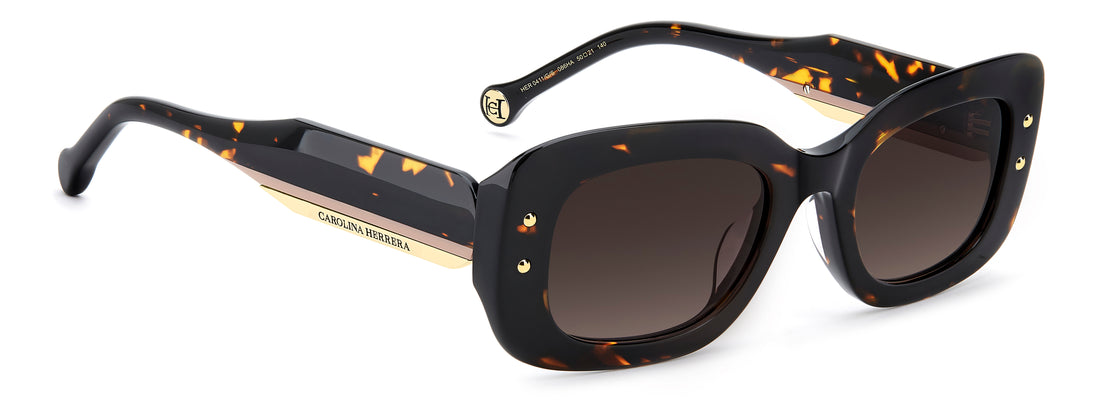 Solbriller carolina herrera her 0411/g/s 086 ha havana rectangular femenino størrelse 50mm - Detaljeret visning