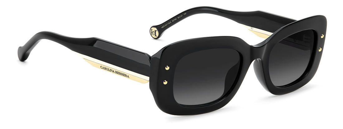 Solbriller carolina herrera her 0411/g/s 807 9o negro rectangular femenino størrelse 50mm - Detaljeret visning