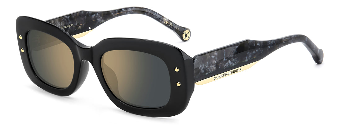 Solbriller carolina herrera her 0411/g/s 807 jo negro rectangular femenino størrelse 50mm - Hovedvisning