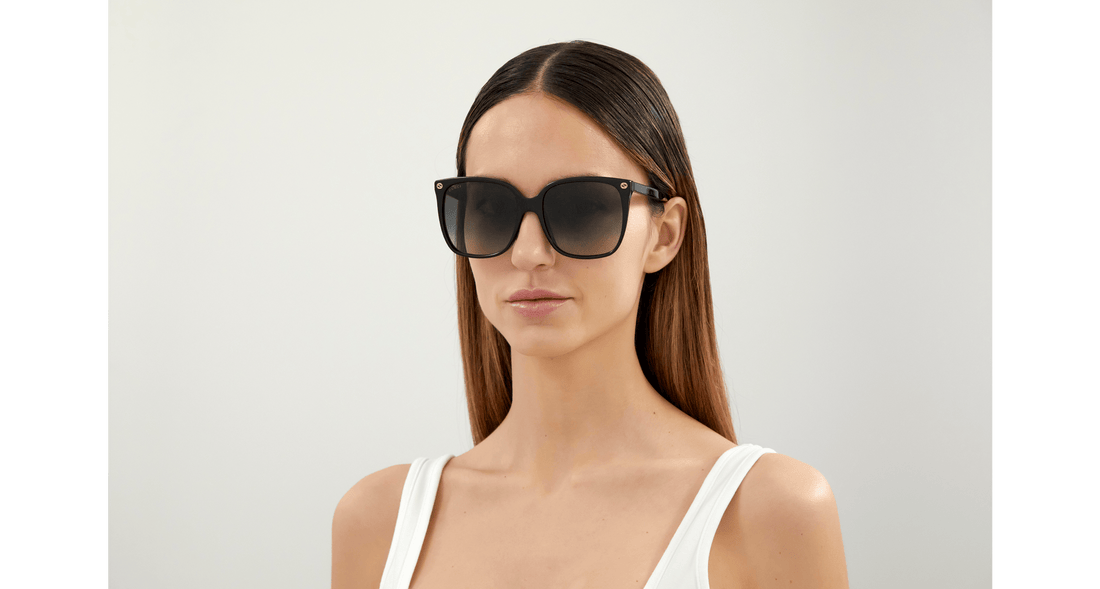Óculos de sol gucci gg0022s 001 negro femenino tamanho 57mm - Vista de detalhe