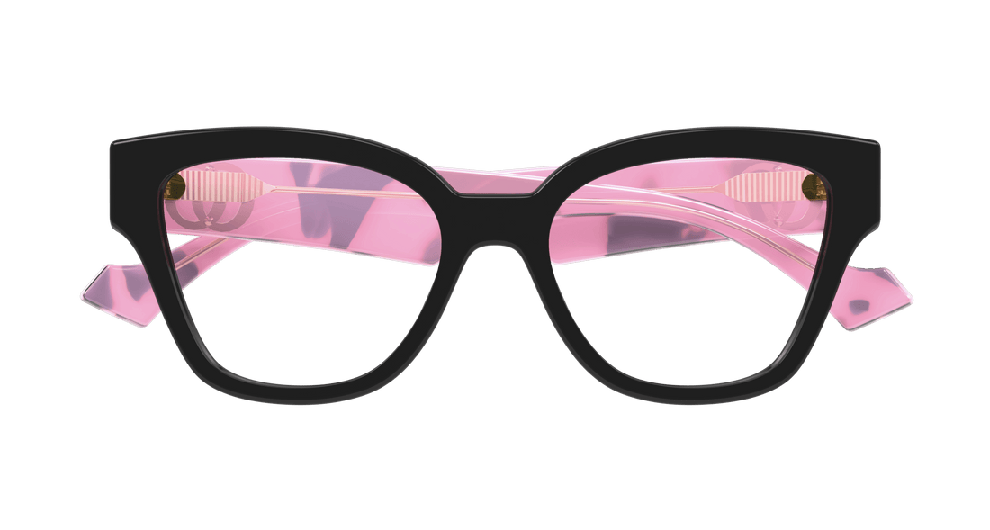 Óculos graduados gucci gg1424o 010 negro round/oval/panthos femenino tamanho 50mm - Vista de detalhe