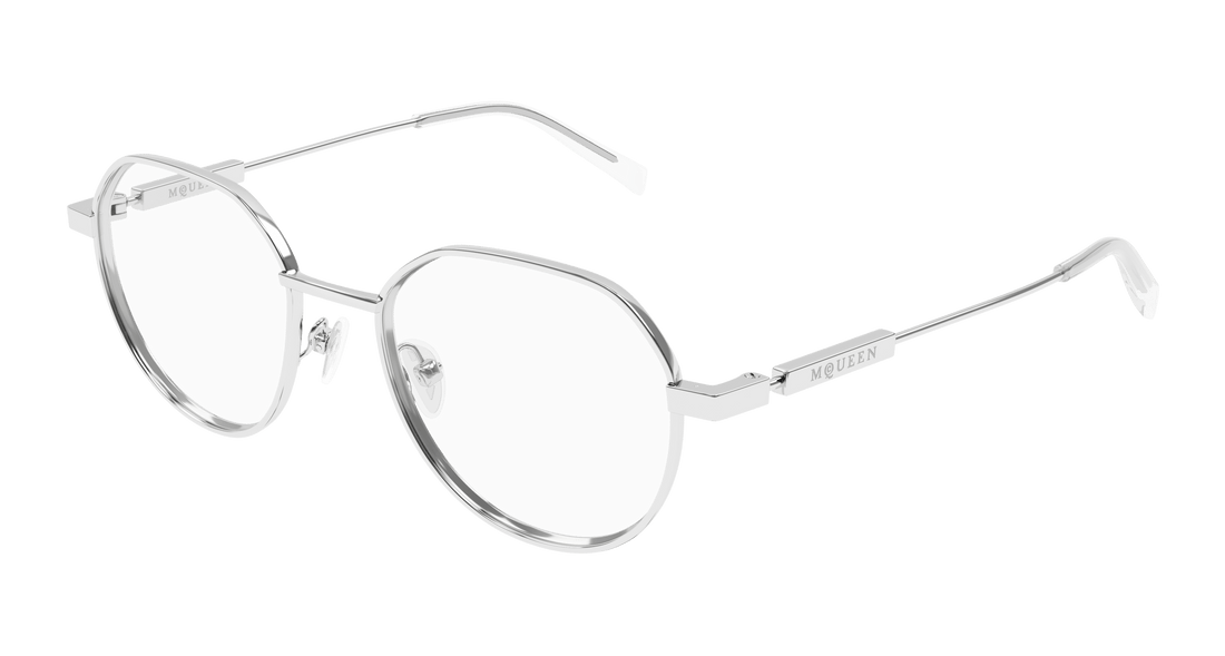 Brillen alexander mcqueen am0479o 001 plateado round/oval/panthos unisex maat 50mm - Hoofdaanzicht
