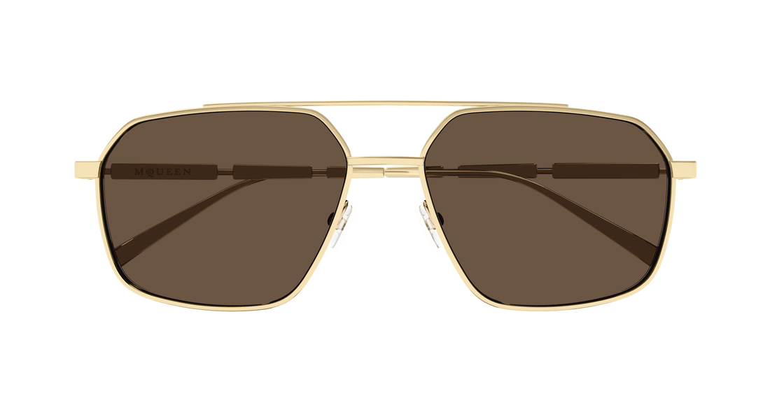 Óculos de sol alexander mcqueen am0477s 002 dorado pilot/navigator masculino tamanho 59mm - Vista de detalhe