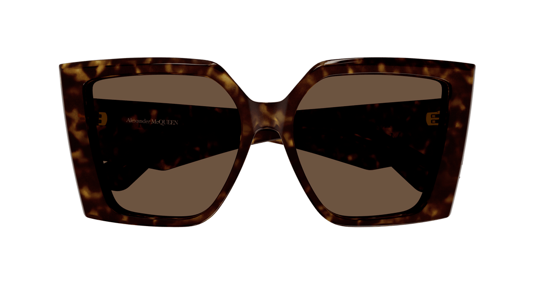 Óculos de sol alexander mcqueen am0467s 002 havana rectangular / squared femenino tamanho 56mm - Vista de detalhe
