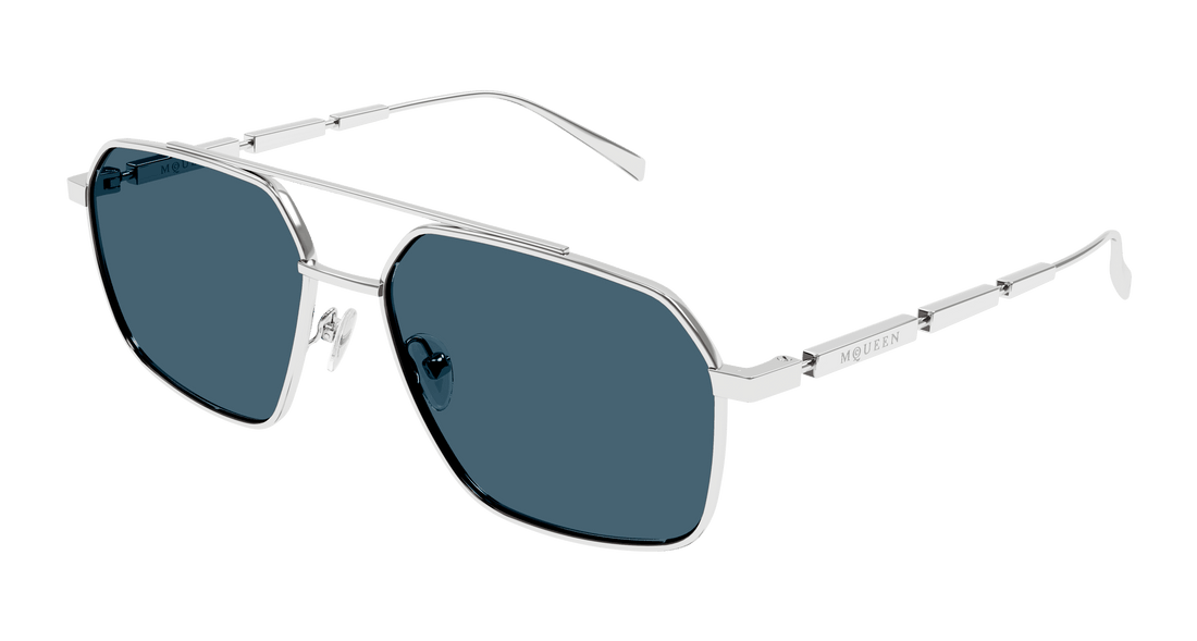 Sunglasses alexander mcqueen am0477s 004 plateado pilot/navigator masculino size 59mm - Main view