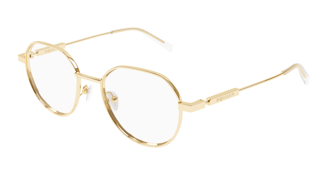 Brillen alexander mcqueen am0479o 002 dorado round/oval/panthos unisex maat 50mm - Hoofdaanzicht