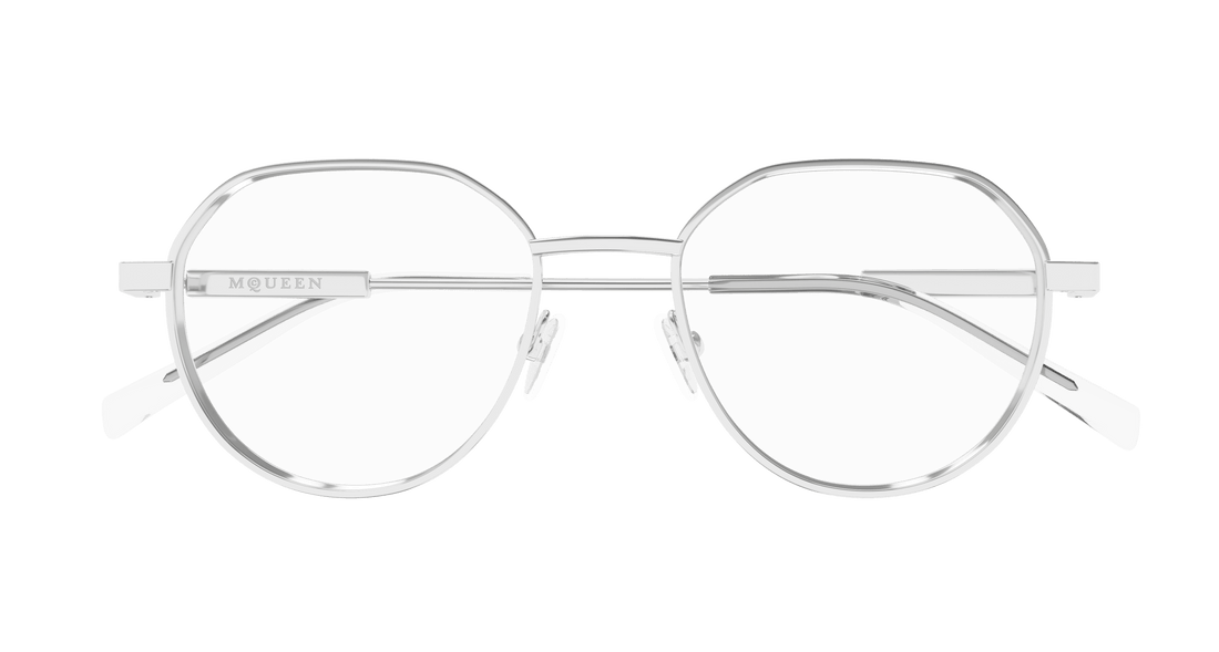 Brillen alexander mcqueen am0479o 001 plateado round/oval/panthos unisex maat 50mm - Detailaanzicht