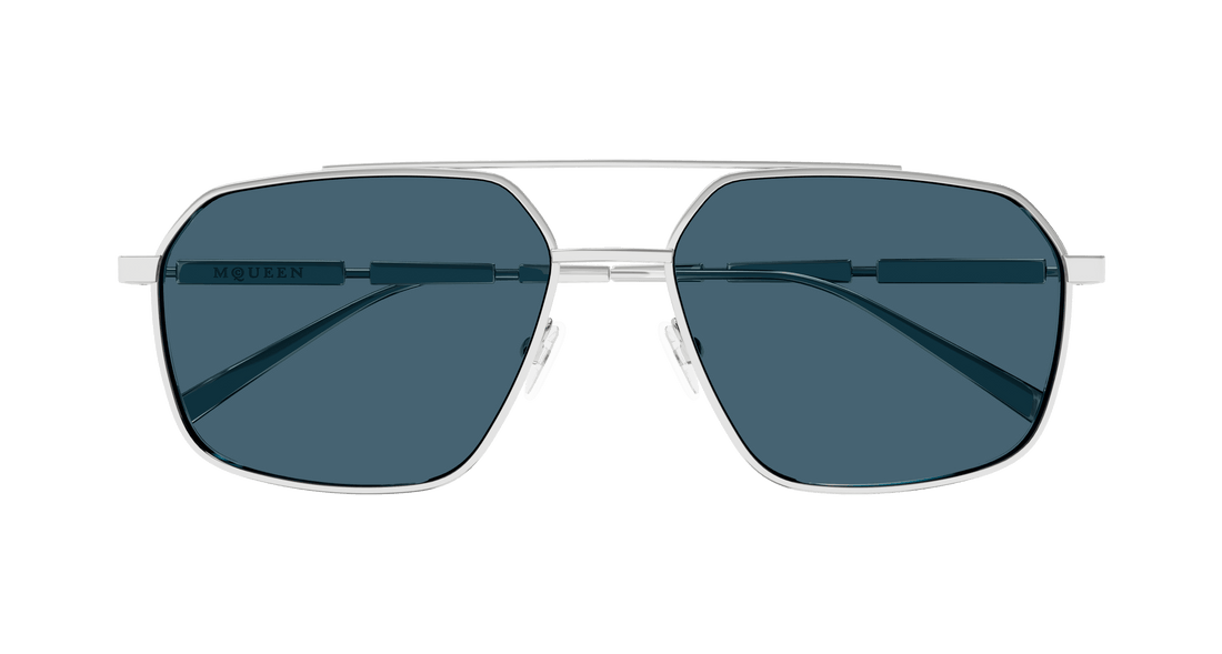 Occhiali da sole alexander mcqueen am0477s 004 plateado pilot/navigator masculino taglia 59mm - Vista dettagliata