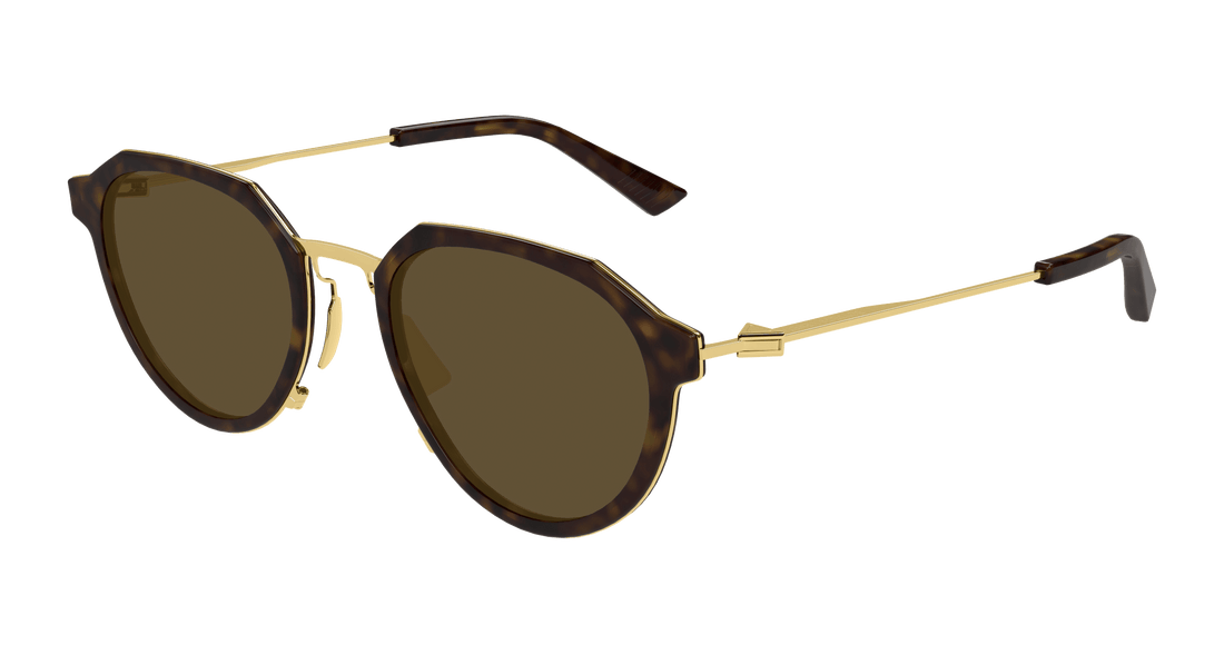 Óculos de sol bottega veneta bv1331s 002 havana round/oval/panthos unisex tamanho 50mm - Vista principal