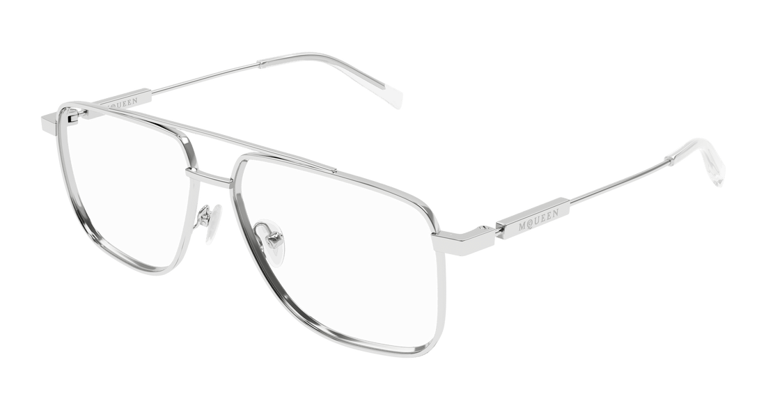 Brillen alexander mcqueen am0480o 001 plateado pilot/navigator unisex größe 57mm - Hauptansicht