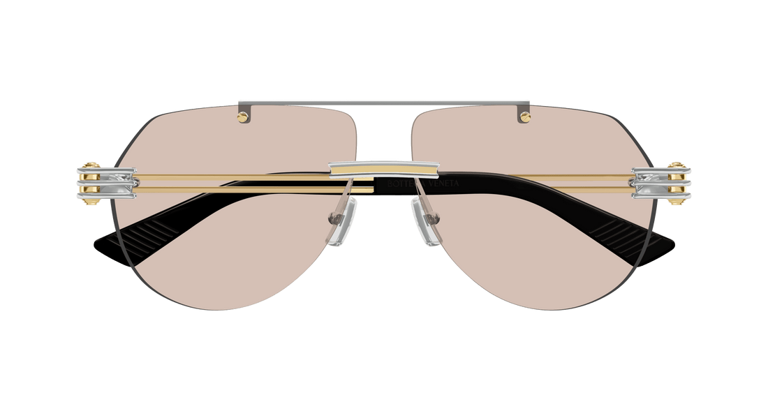 Óculos de sol bottega veneta bv1342s 002 plateado pilot/navigator unisex tamanho 59mm - Vista de detalhe