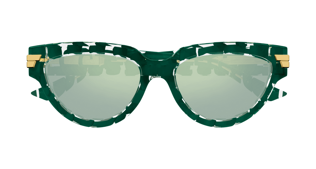 Óculos de sol bottega veneta bv1035s 008 verde cat eye femenino tamanho 55mm - Vista de detalhe