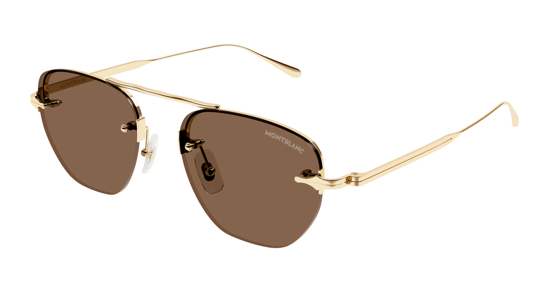 Óculos de sol montblanc mb0404s 002 dorado round masculino tamanho 52mm - Vista principal