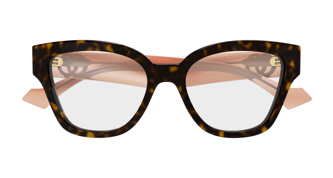 Óculos graduados gucci gg1424o 014 havana round/oval/panthos femenino tamanho 54mm - Vista de detalhe