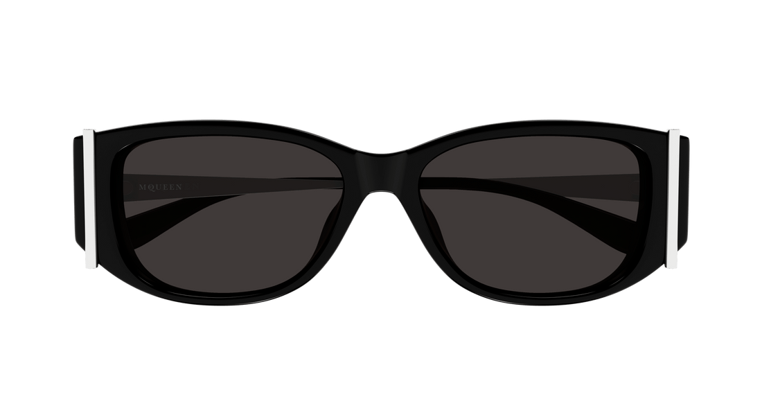 Óculos de sol alexander mcqueen am0494sa 001 negro round femenino tamanho 55mm - Vista de detalhe