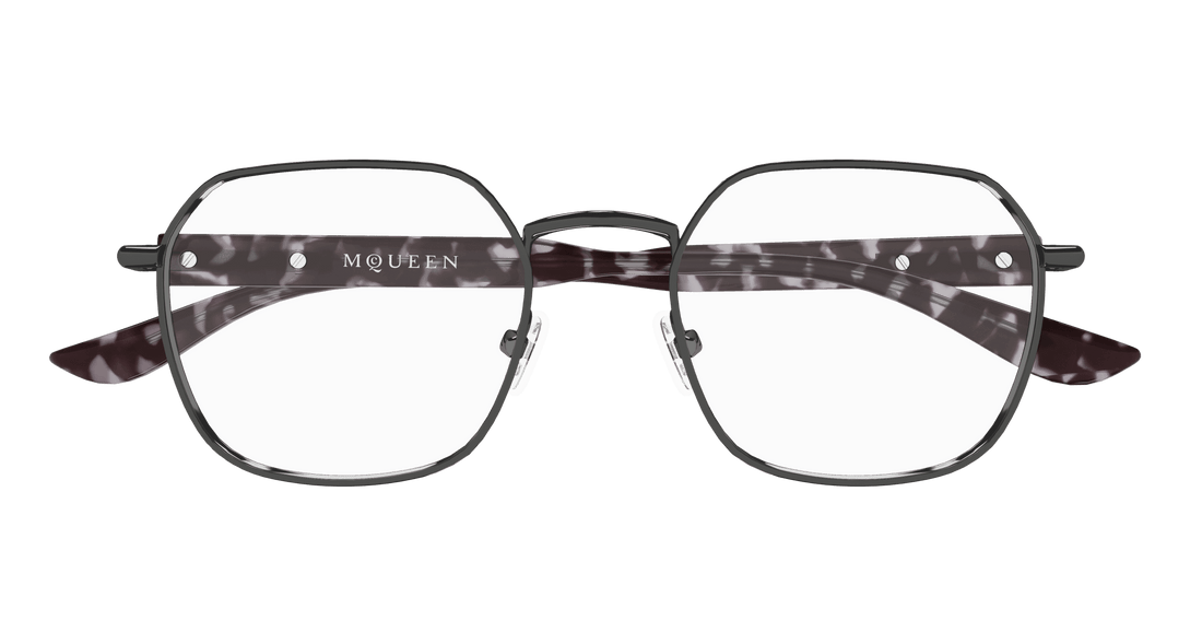Óculos graduados alexander mcqueen am0499o 002 rutenio geometric masculino tamanho 52mm - Vista de detalhe