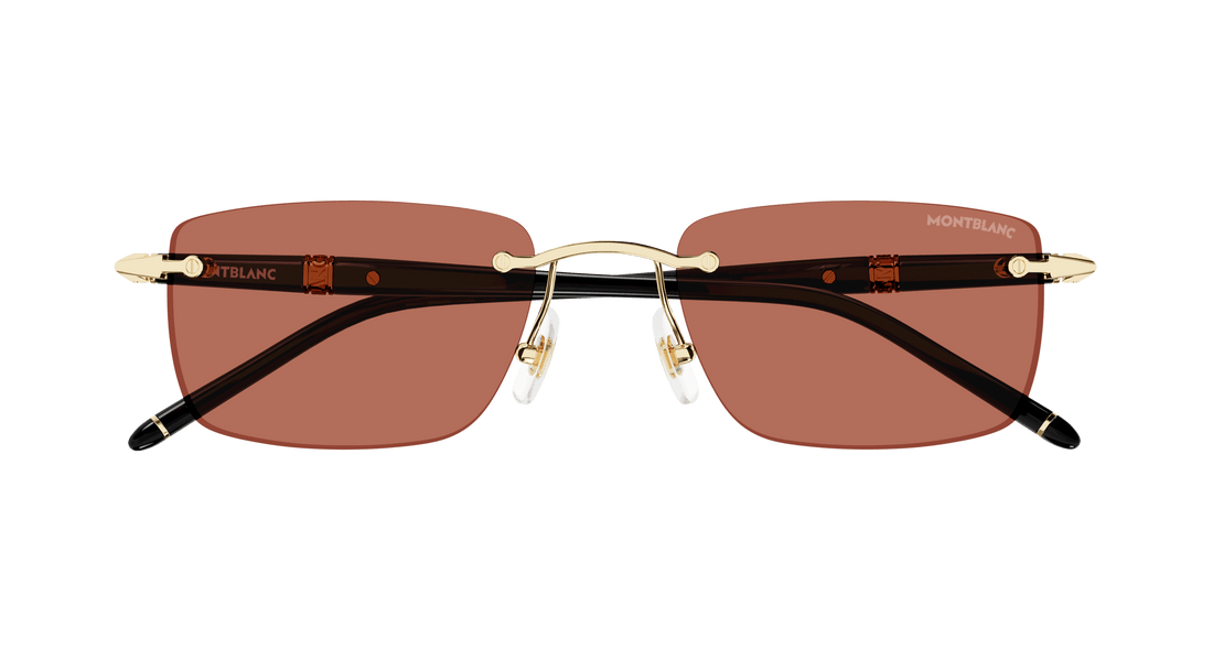 Gafas de sol montblanc mb0344s 007 dorado square masculino talla 54mm - Vista de detalle