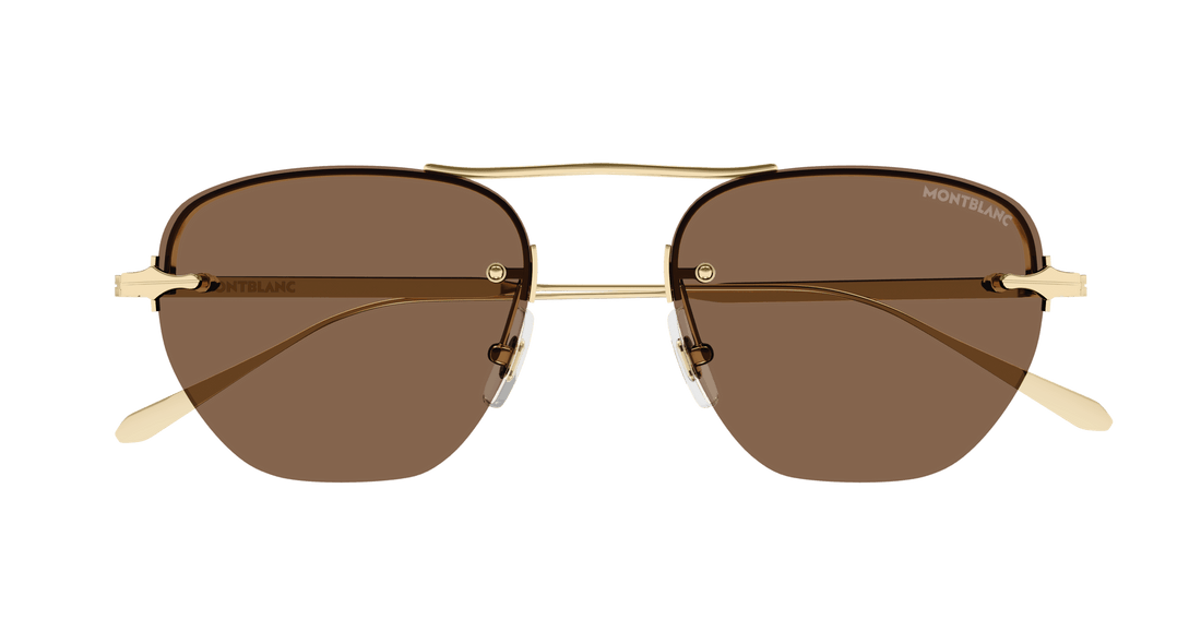 Óculos de sol montblanc mb0404s 002 dorado round masculino tamanho 52mm - Vista de detalhe