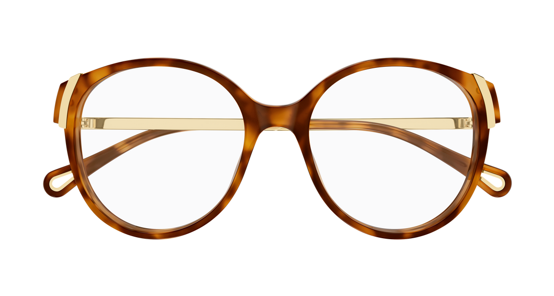 Prescription glasses chloé ch0328o 007 havana round/oval/panthos femenino size 54mm - Detailed view