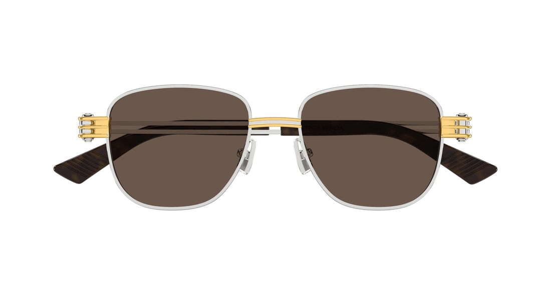 Óculos de sol bottega veneta bv1380s 001 plateado square unisex tamanho 51mm - Vista de detalhe