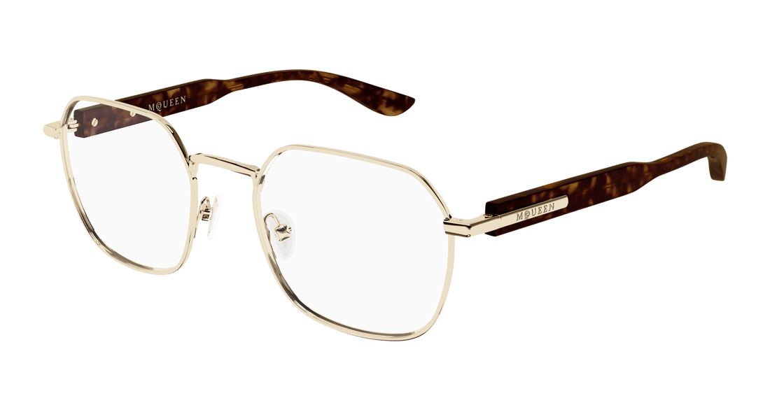 Óculos graduados alexander mcqueen am0499o 003 dorado geometric masculino tamanho 52mm - Vista principal