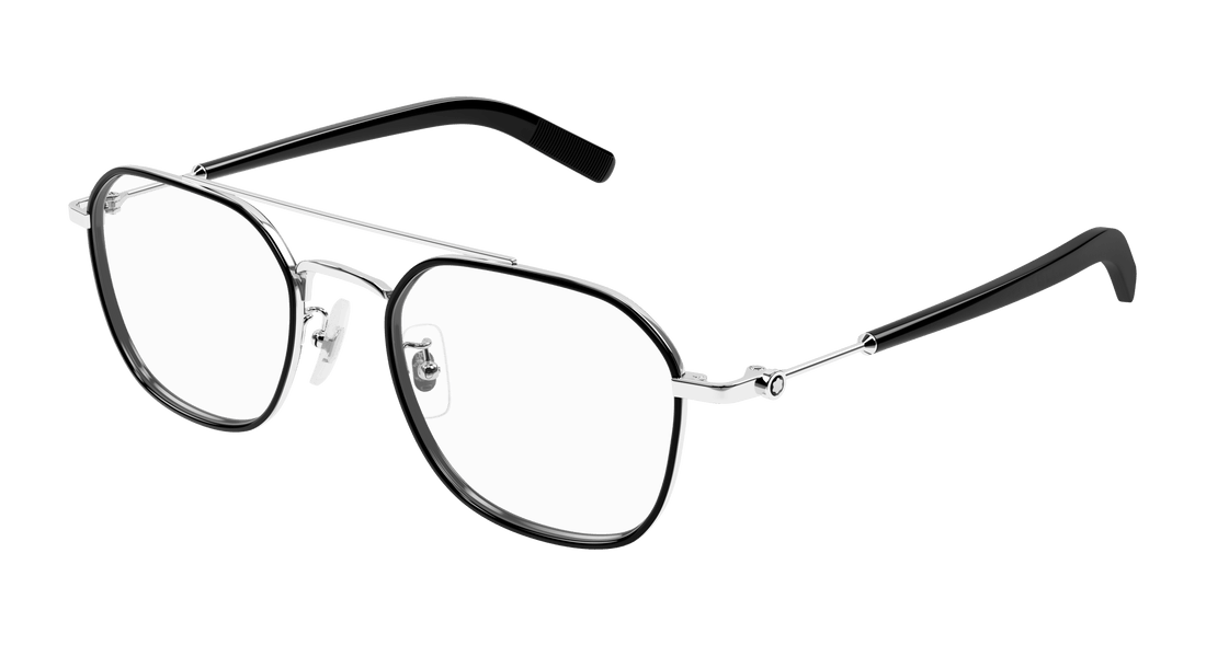Glasögon montblanc mb0391oa 001 plateado geometric masculino storlek 51mm - Huvudvy