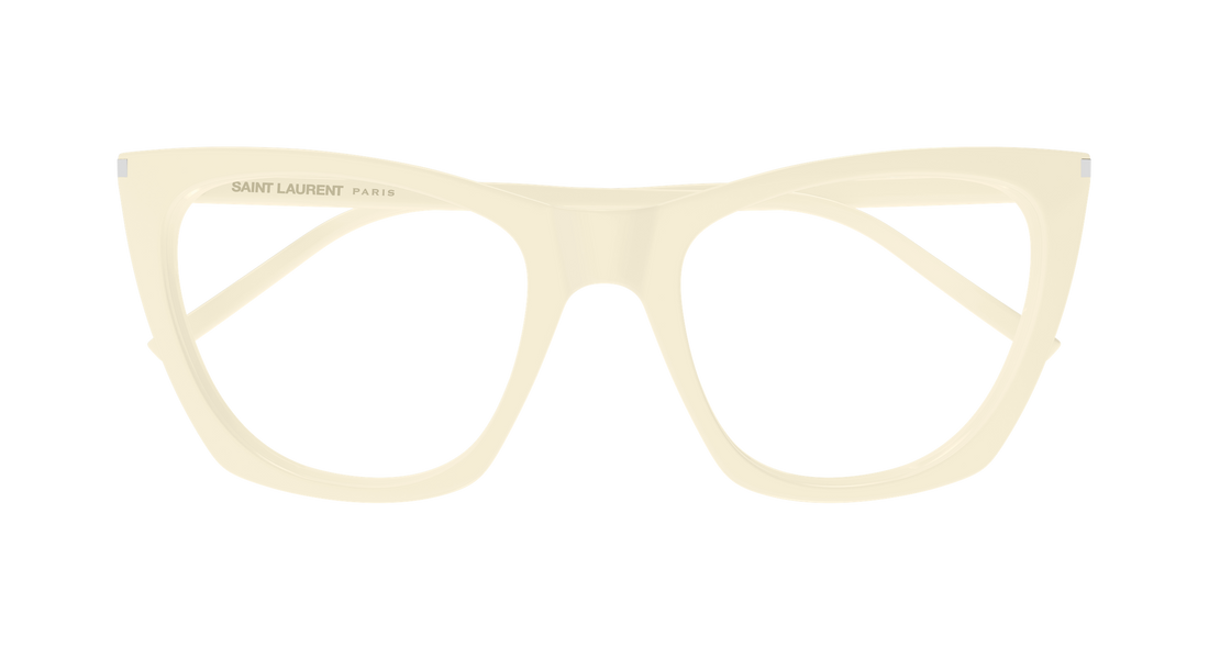 Óculos graduados saint laurent sl 214 kate thin opt 008 beige cat eye femenino tamanho 55mm - Vista de detalhe