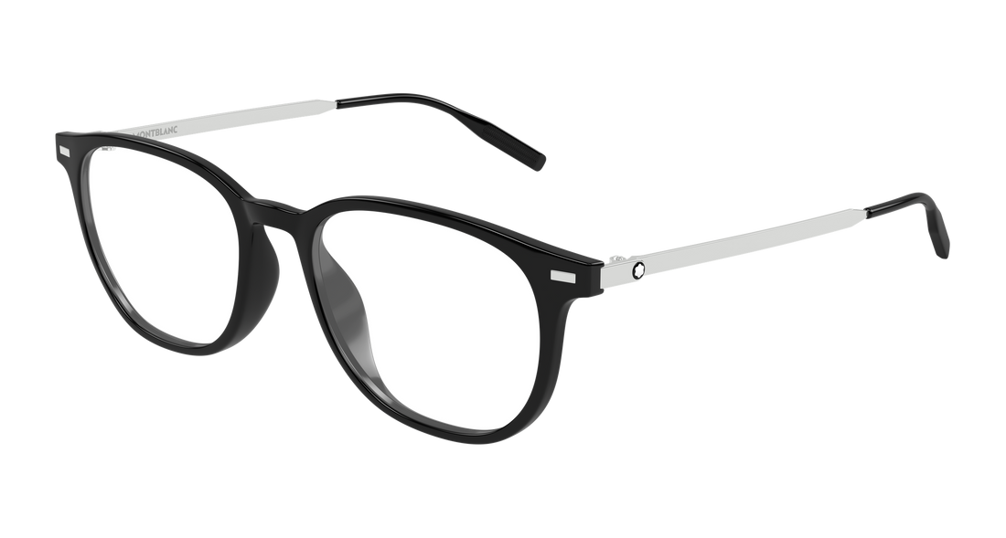 Óculos graduados montblanc mb0448oa 002 negro round/oval/panthos masculino tamanho 53mm - Vista principal