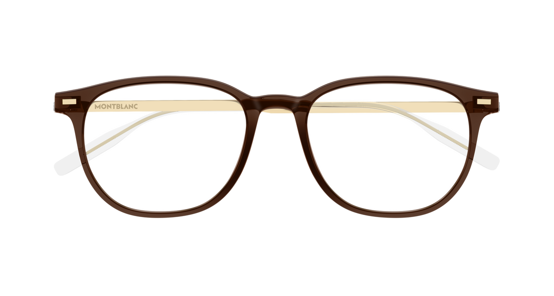 Óculos graduados montblanc mb0448oa 004 marron round/oval/panthos masculino tamanho 53mm - Vista de detalhe