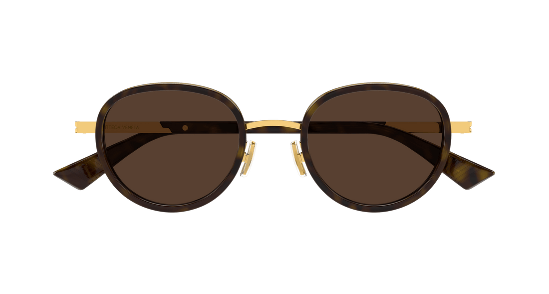 Óculos de sol bottega veneta bv1372s 002 havana round unisex tamanho 49mm - Vista de detalhe