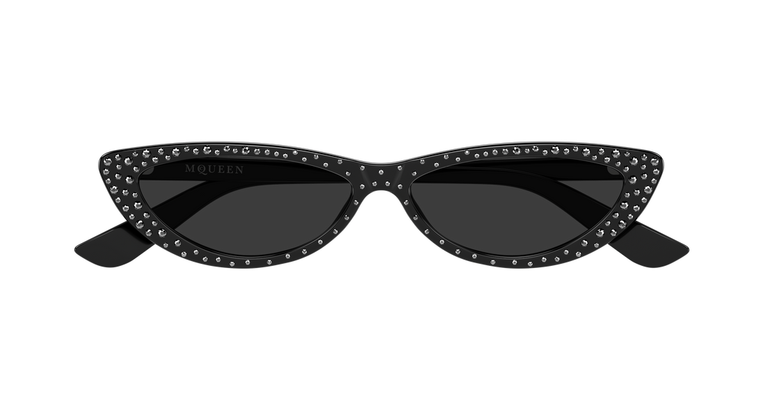 Occhiali da sole alexander mcqueen am0535s 005 negro round/oval/panthos femenino taglia 58mm - Vista dettagliata