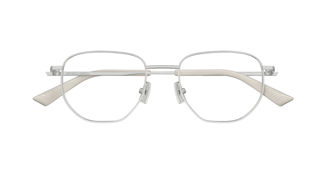 Occhiali da vista bottega veneta bv1301o 005 plateado round unisex taglia 52mm - Vista dettagliata