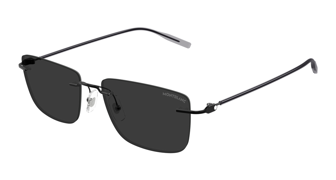 Zonnebrillen montblanc mb0429s 001 negro rectangular / squared masculino maat 56mm - Hoofdaanzicht