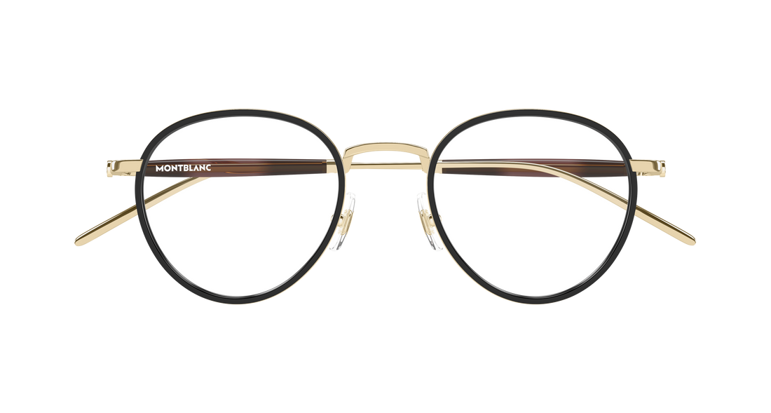 Óculos graduados montblanc mb0442o 002 dorado round/oval/panthos masculino tamanho 49mm - Vista de detalhe