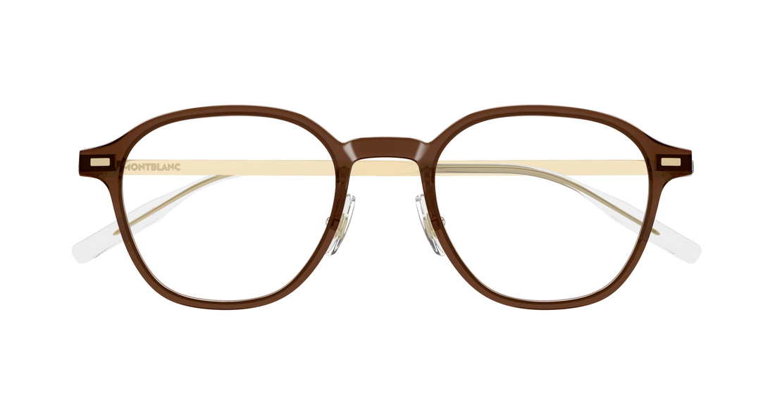 Óculos graduados montblanc mb0427o 005 marron round/oval/panthos masculino tamanho 50mm - Vista de detalhe