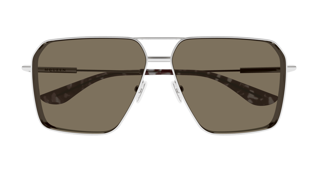 Óculos de sol alexander mcqueen am0500s 002 plateado pilot masculino tamanho 60mm - Vista de detalhe