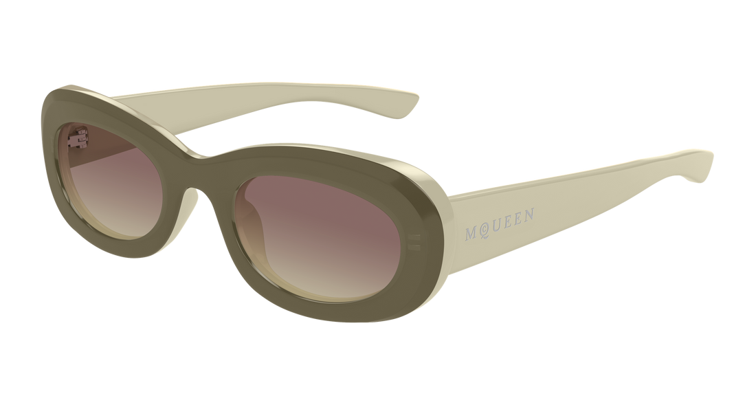 Occhiali da sole alexander mcqueen am0527sa 004 marron round/oval/panthos femenino taglia 53mm - Vista principale