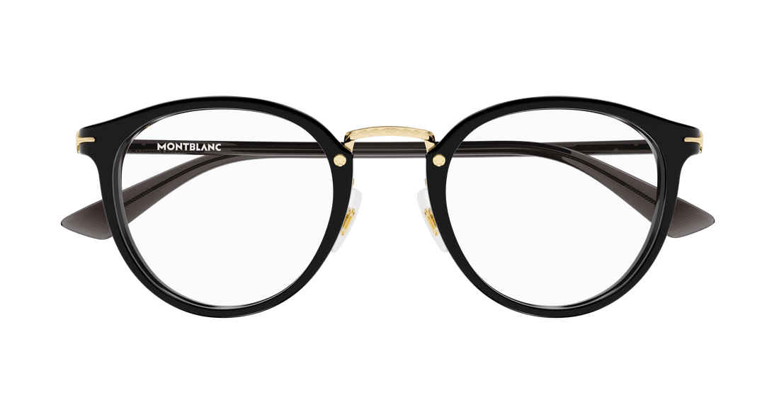 Óculos graduados montblanc mb0406o 001 negro round masculino tamanho 48mm - Vista de detalhe