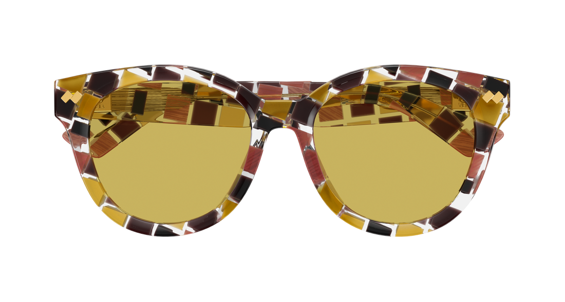 Óculos de sol bottega veneta bv1352sk 003 multicolor round femenino tamanho 55mm - Vista de detalhe
