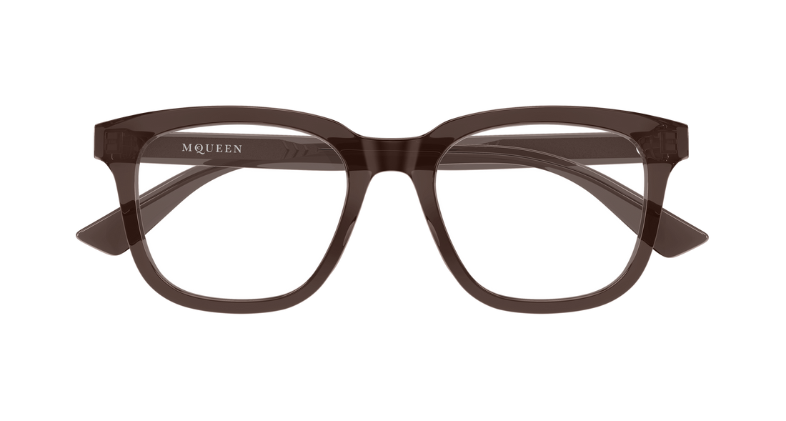 Brillen alexander mcqueen am0539o 005 marron rectangular / squared femenino größe 52mm - Detailansicht