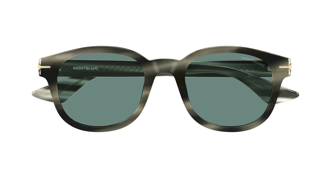 Óculos de sol montblanc mb0435s 005 havana round/oval/panthos masculino tamanho 51mm - Vista de detalhe