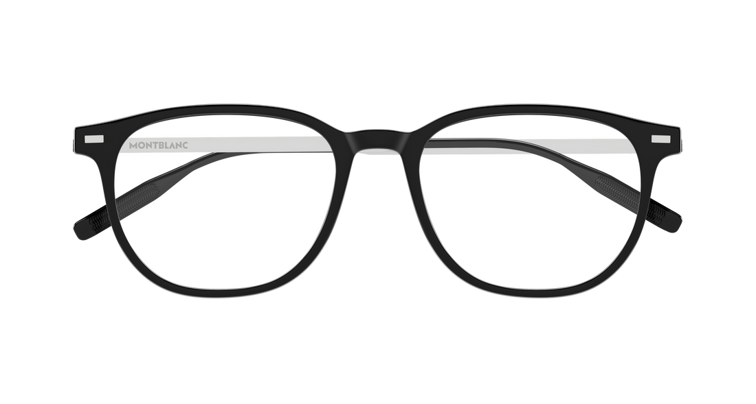 Óculos graduados montblanc mb0448oa 002 negro round/oval/panthos masculino tamanho 53mm - Vista de detalhe