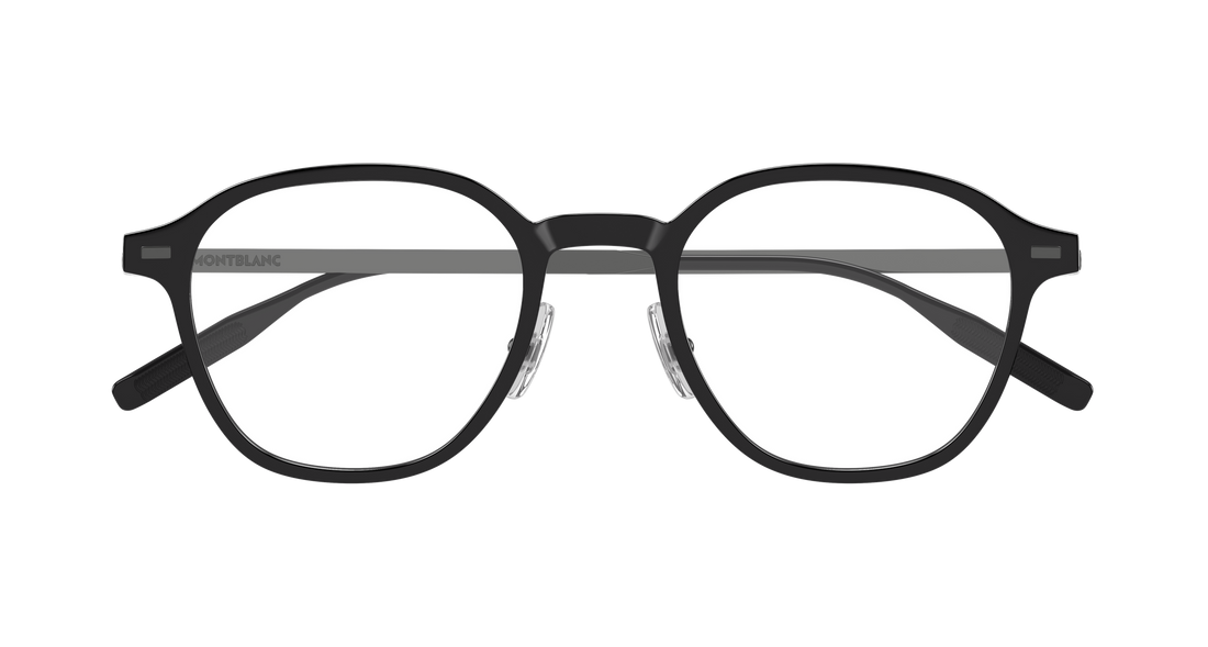 Óculos graduados montblanc mb0427o 001 negro round/oval/panthos masculino tamanho 50mm - Vista de detalhe