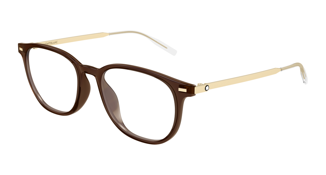 Óculos graduados montblanc mb0448oa 004 marron round/oval/panthos masculino tamanho 53mm - Vista principal