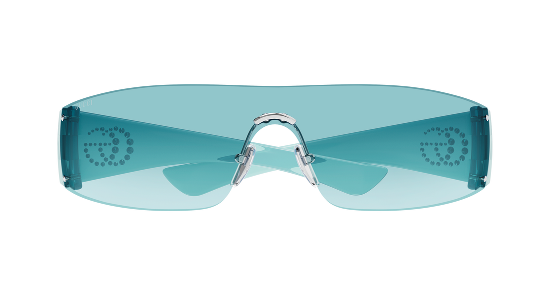Óculos de sol gucci gg1958s 005 plateado mask unisex tamanho 99mm - Vista de detalhe
