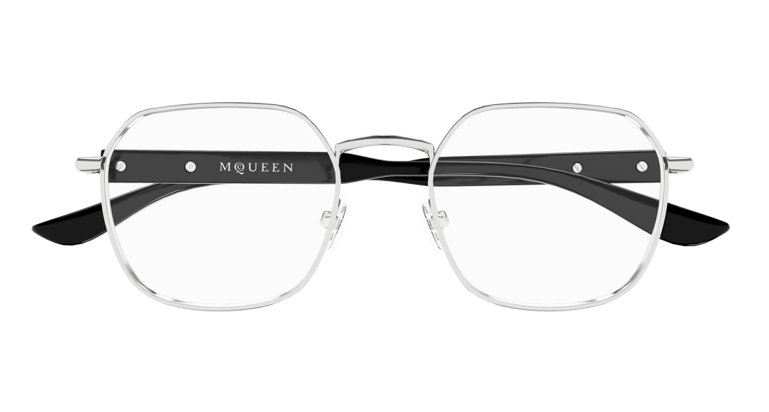 Óculos graduados alexander mcqueen am0499o 001 plateado geometric masculino tamanho 52mm - Vista de detalhe