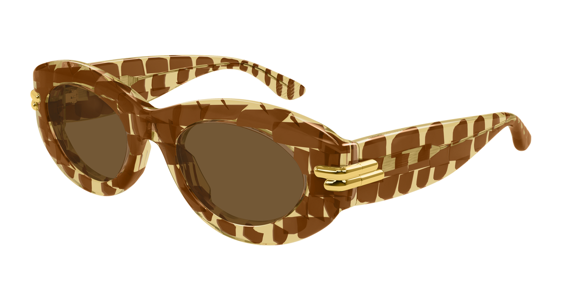 Óculos de sol bottega veneta bv1322s 006 marron round/oval/panthos femenino tamanho 51mm - Vista principal
