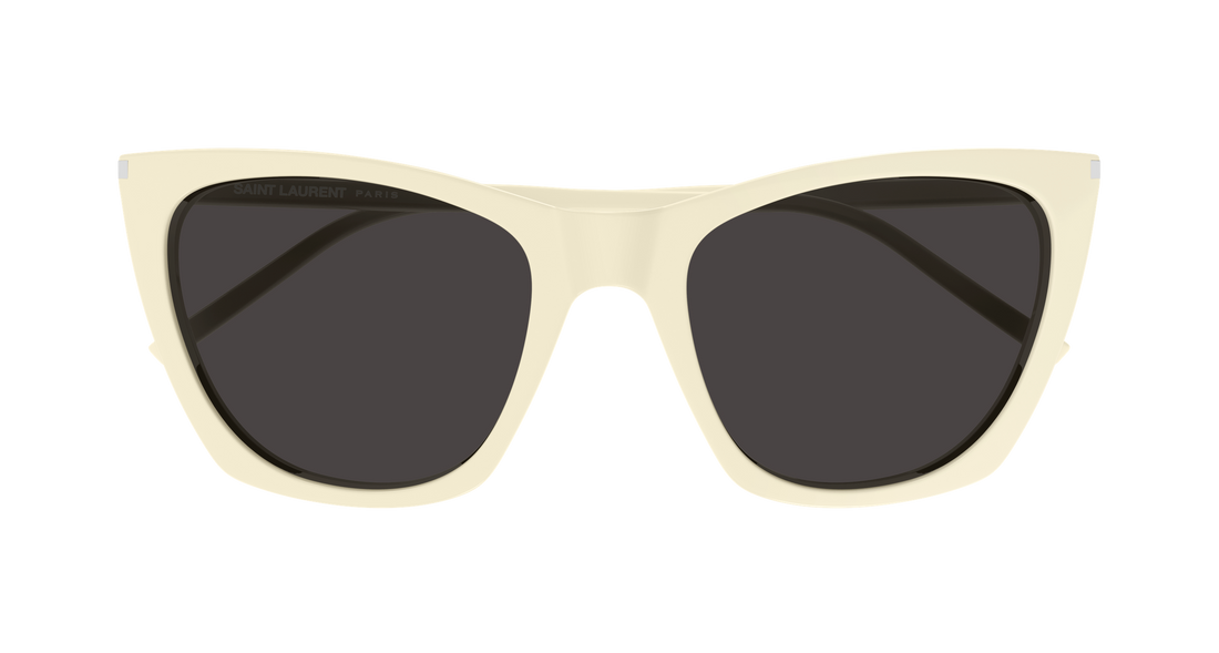 Óculos de sol saint laurent sl 214 kate thin 005 beige cat eye femenino tamanho 55mm - Vista de detalhe