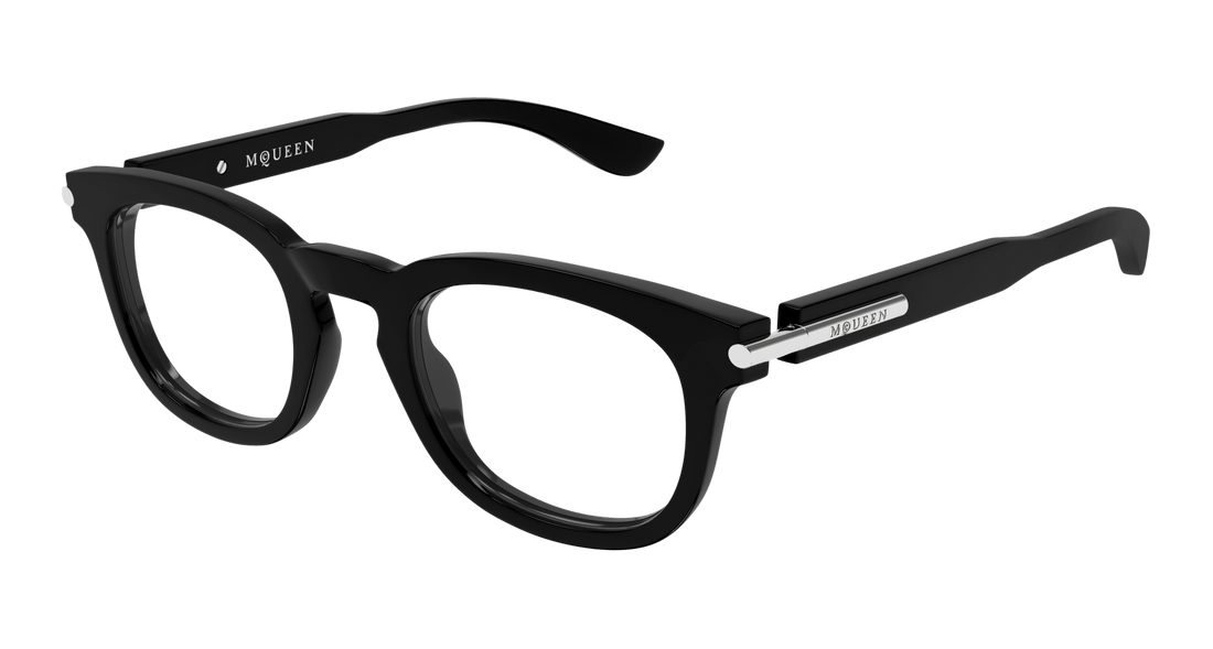 Óculos graduados alexander mcqueen am0498o 001 negro round masculino tamanho 48mm - Vista principal